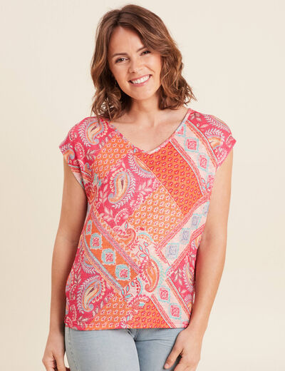 T-shirt manches courtes orange femme