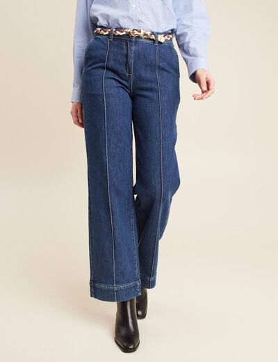 Jean large ceinturé denim stone femme