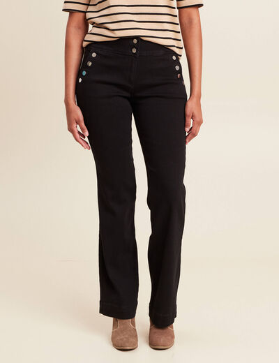 Pantalon coupe bootcut &agrave; pont noir femme
