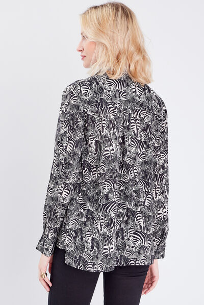 Chemise manches longues noir femme