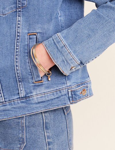Veste cintr&eacute;e denim stone femme