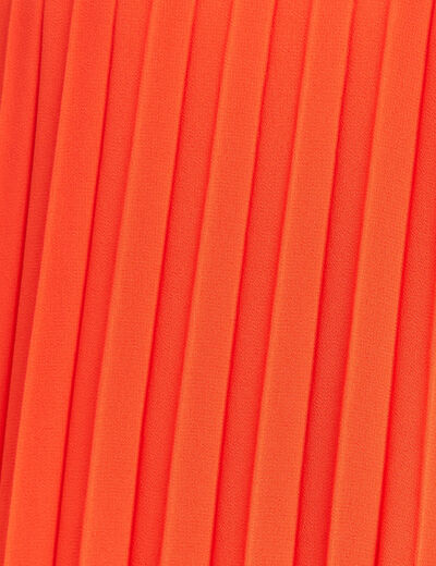 Robe droite plissée orange foncé femme