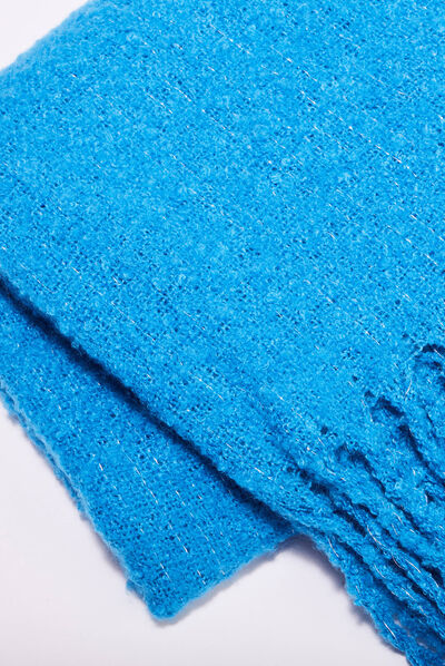 Écharpe à franges bleu femme