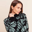 Pull duveteux col montant noir femme