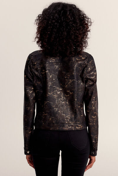 Veste droite réversible couleur bronze femme
