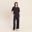 Pantalon large 7/8&egrave;me bleu femme