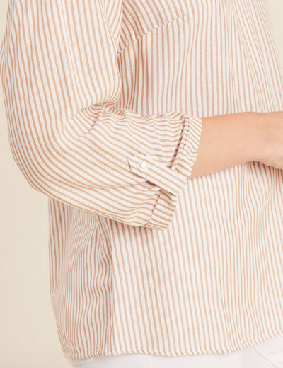 blouse fluide manches 3/4 marron femme