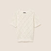 Pull droit court manches courtes ecru femme