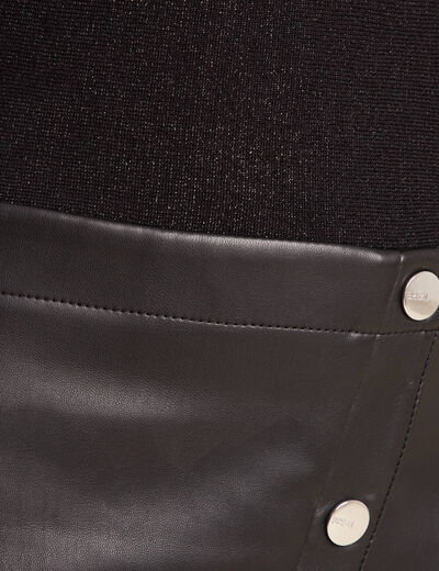 Robe tricot bas simili cuir noir femme