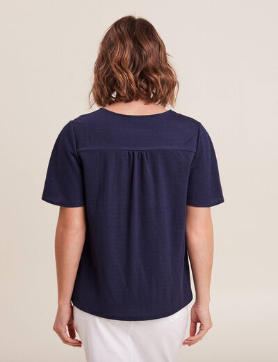 T-shirt manches courtes bleu marine femme
