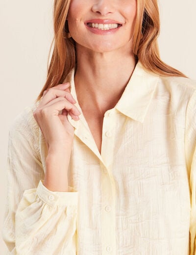 Chemise fluide manches longues jaune pastel femme