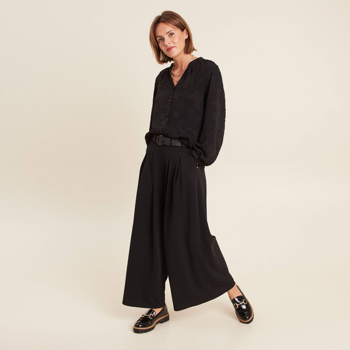 Blouse manches longues noir femme