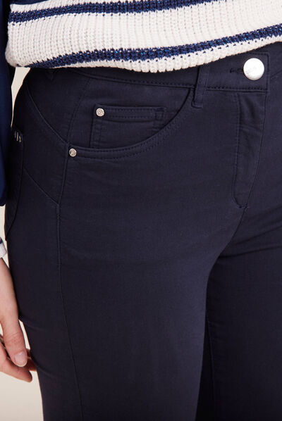 Pantalon léger taille haute 7/8ème bleu marine femme