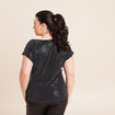 T-shirt cintr&eacute; &agrave; sequins col rond bleu marine femme