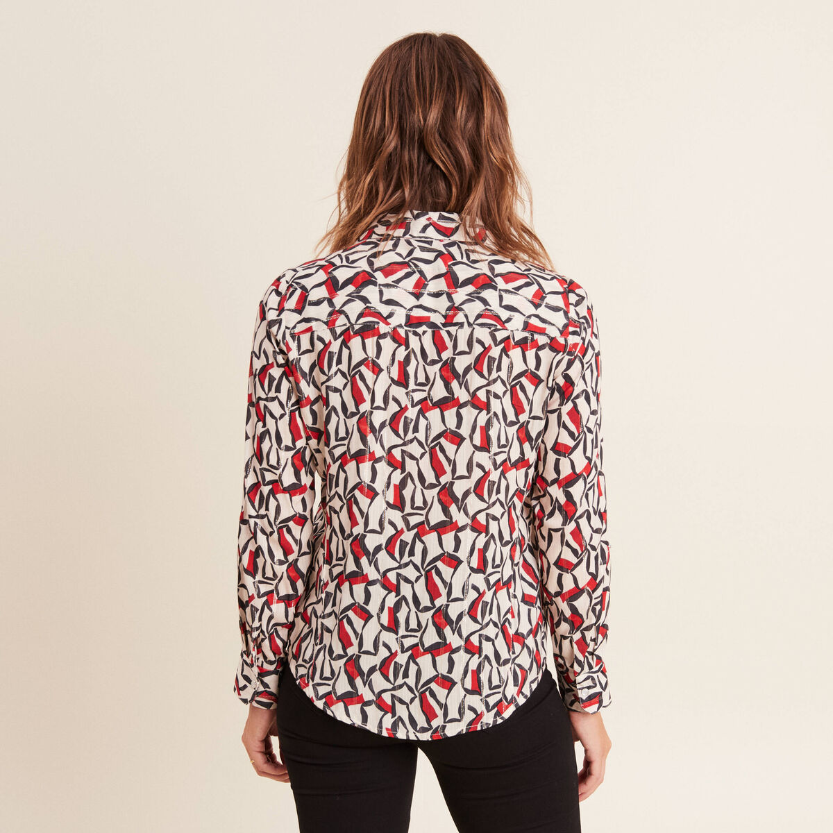 Chemise manches longues rouge femme