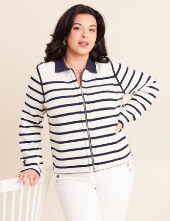 Gilet r&eacute;versible manches longues bleu femme