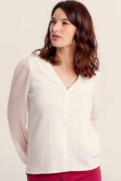 T-shirt manches longues blanc femme