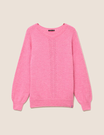 Pull confectionn&eacute; en France rose fushia femme