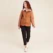 Blouson suédine boutonné camel femme