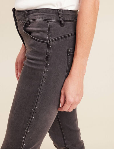 Jean ajusté taille basculée denim gris femme