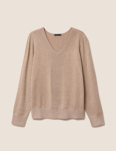 Pull manches longues beige femme