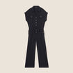 Combinaison pantalon ceintur&eacute;e noir femme