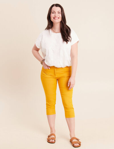 Pantacourt magique Le L&eacute;ger coupe droite jaune femme