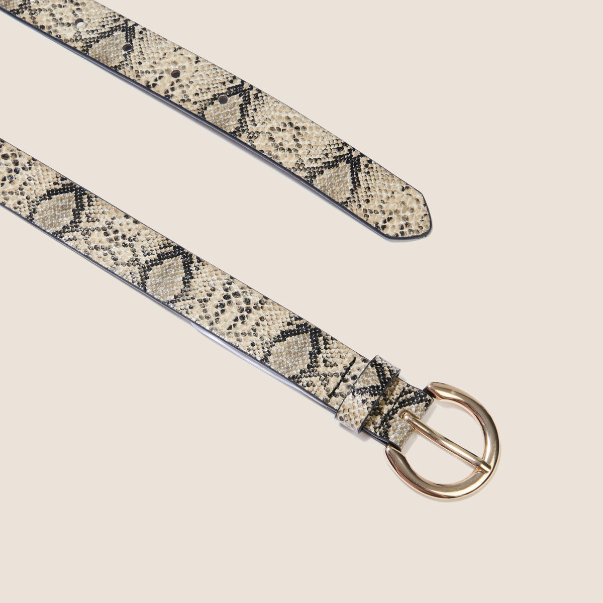 Ceinture fine ajustée beige femme