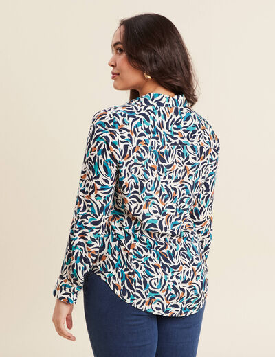 Chemise manches longues bleu canard femme