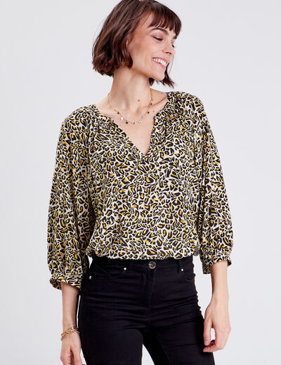 Blouse manches 3/4 beige femme