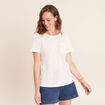 T-shirt col rond manches courtes ecru femme