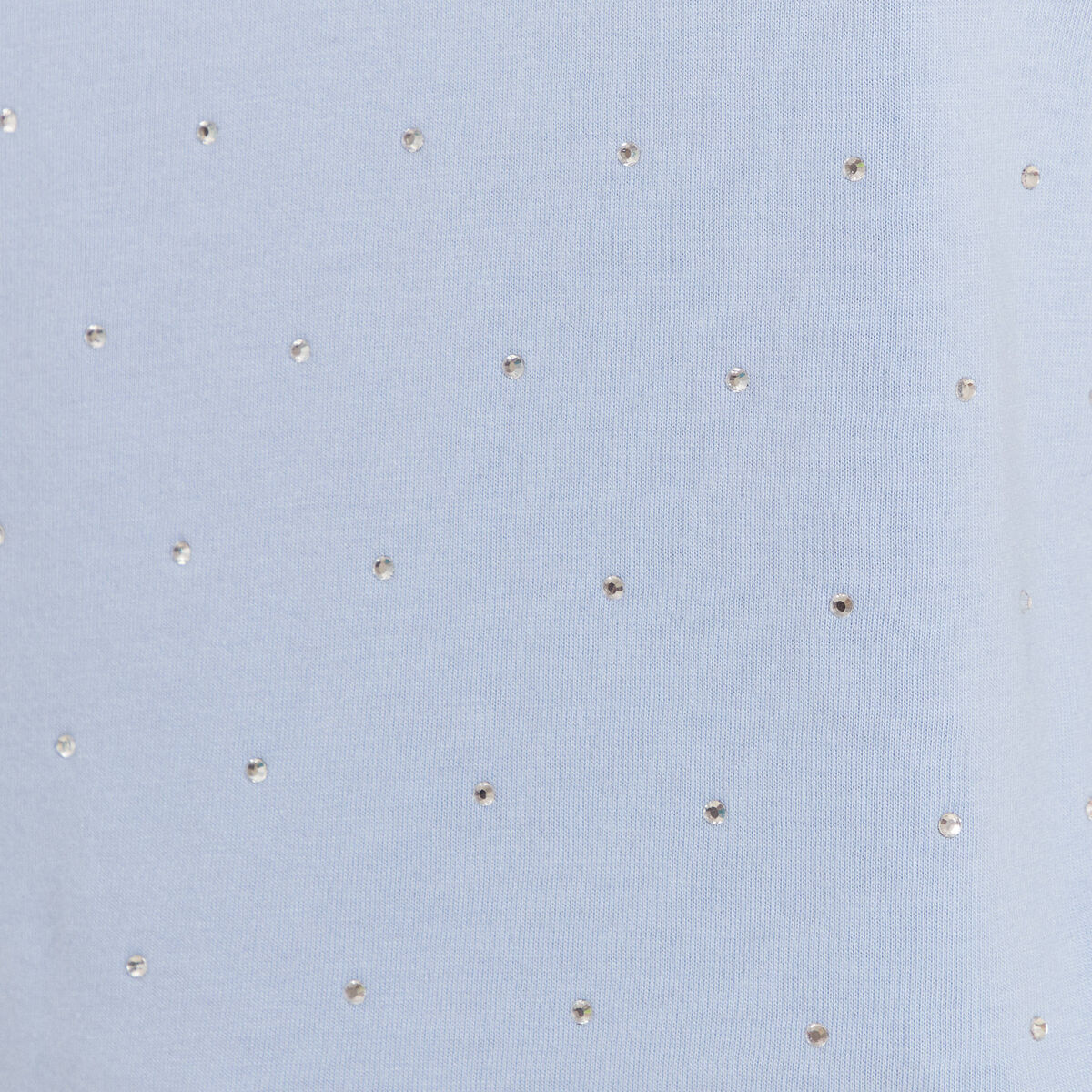 T-shirt manches courtes strass bleu ciel femme