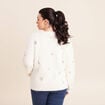 Pull brod&eacute; manches longues ecru femme