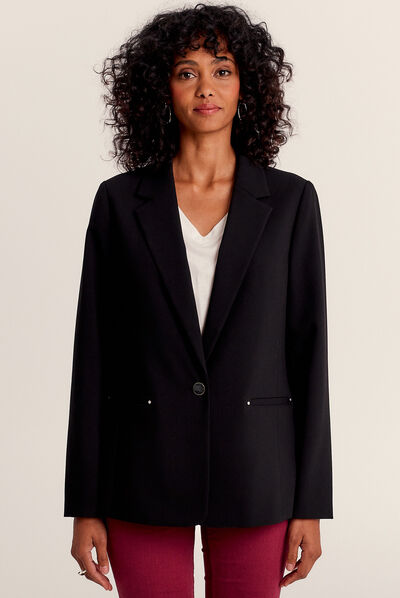 Veste city droite 1 bouton noir femme