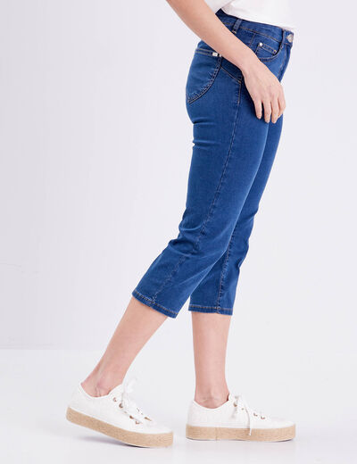 Pantacourt magique Le L&eacute;ger coupe droite denim double stone femme