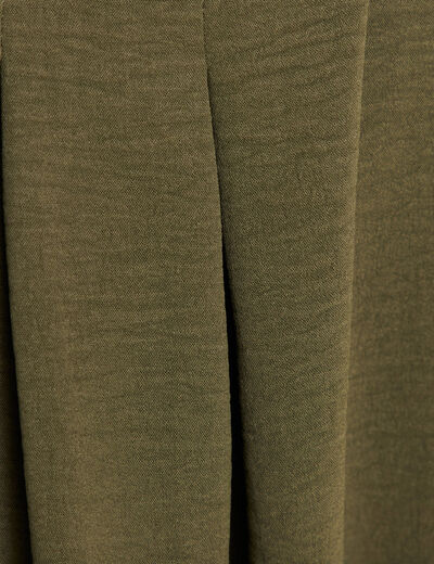 Jupe longue évasée ceinturée vert kaki femme