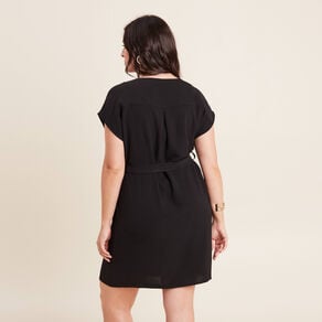 robe droite col en v noir femme Robe droite col en V noir femme