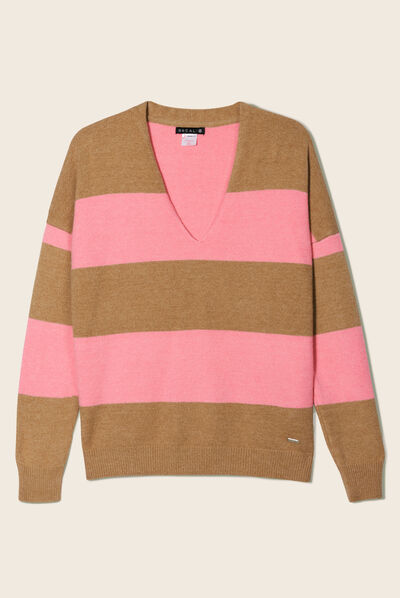 Pull manches longues rose fluo femme