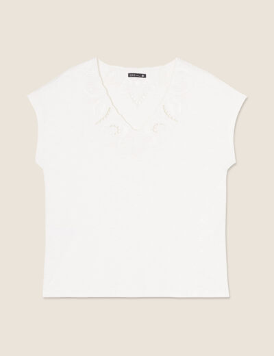 T-shirt manches courtes ecru femme