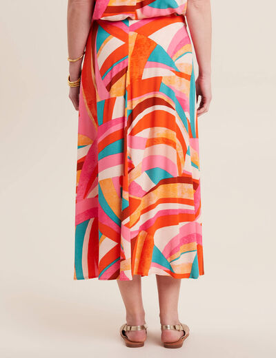 Jupe longue évasée multicolore femme