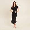 Robe chemise droite ceinturée noir femme
