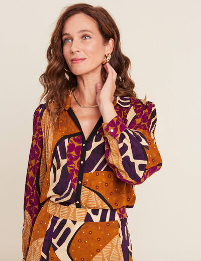 Chemise manches longues multicolore femme