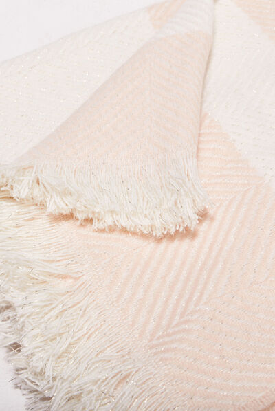 Écharpe à franges vieux rose femme