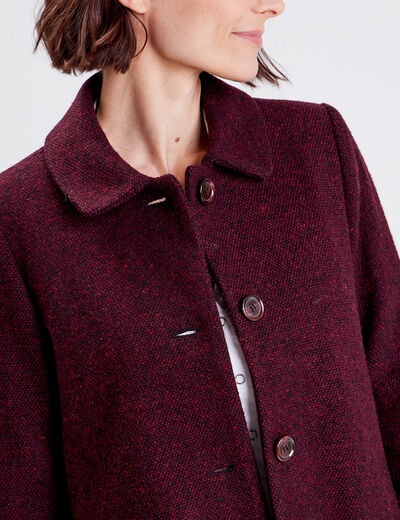 Manteau évasé boutonné noir femme