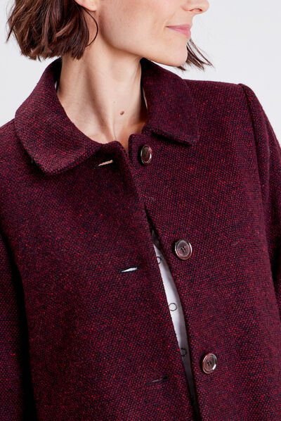 Manteau évasé boutonné noir femme