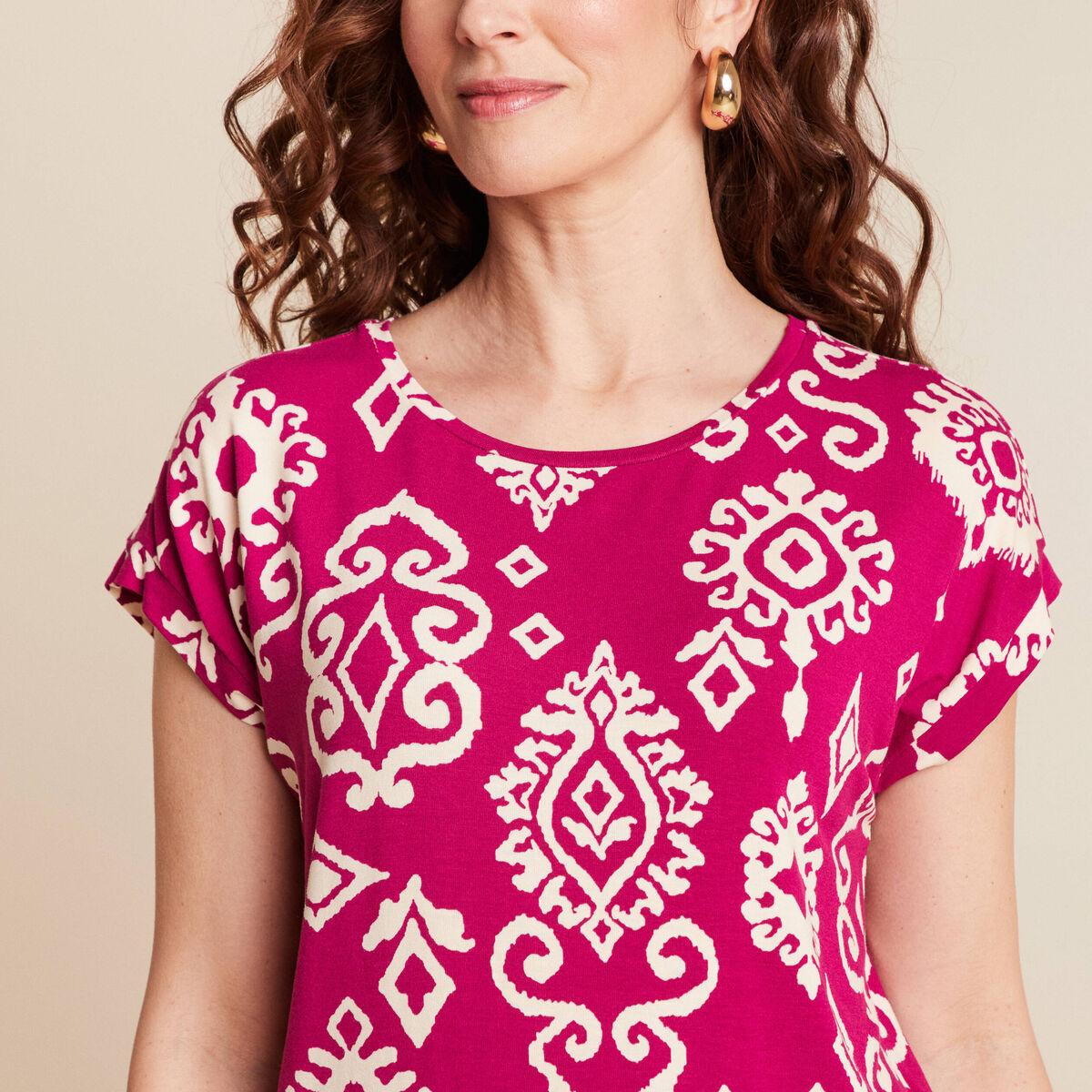 T-shirt manches courtes rose fushia femme
