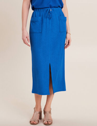 Jupe longue fourreau bleu electrique femme