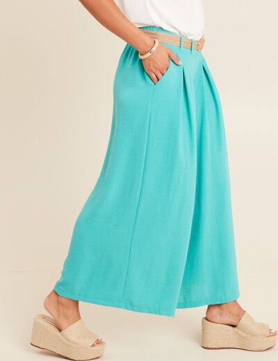 Pantalon jupe-culotte large vert turquoise femme