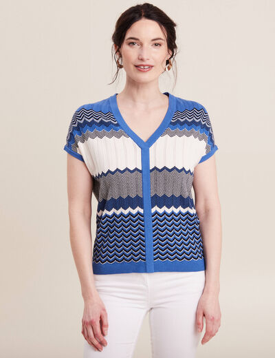 Pull à manches courtes bleu femme