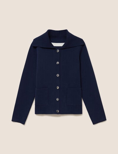Veste r&eacute;versible en maille bleu femme